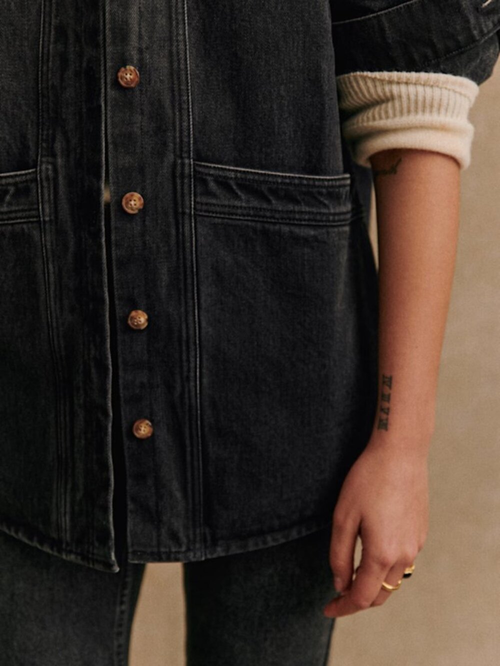Sezane Will Jacket Washed Black Small - Picture 3 of 5